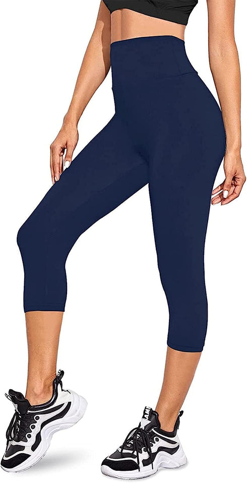 High Waisted Womens Black Workout Leggings - Running Tummy Control Yoga Pants